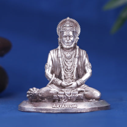 Meditating Hanumanji Pure Silver