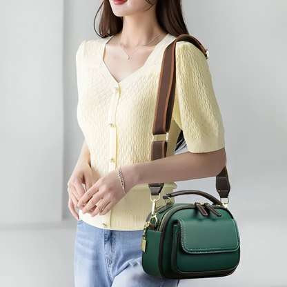 Double Fusion double-layer shoulder bag with wide strap